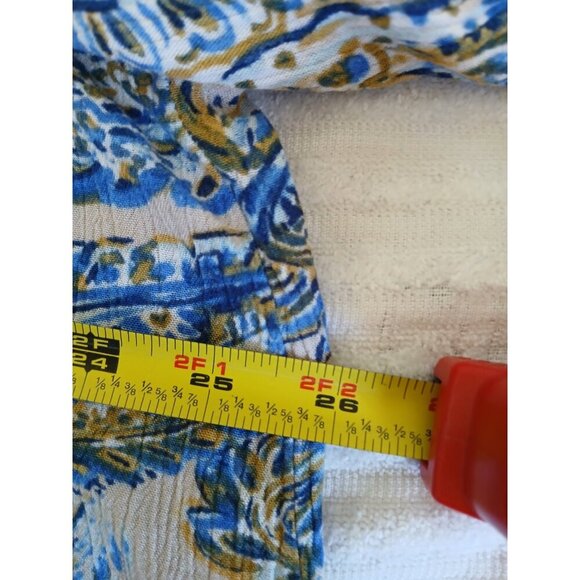 Democracy Womens Blouse Flared Sleeve Blue Paisley  Bohemian Top 1X  Peasant - Picture 14 of 16